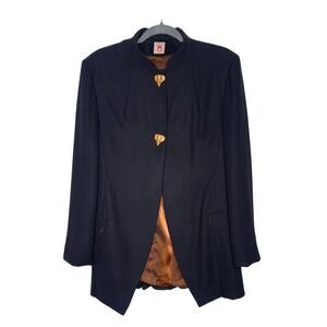 Indies Paris 10 Artisan ELEPHANT Buttons Peplum Blazer Mandarin Collar Jacket